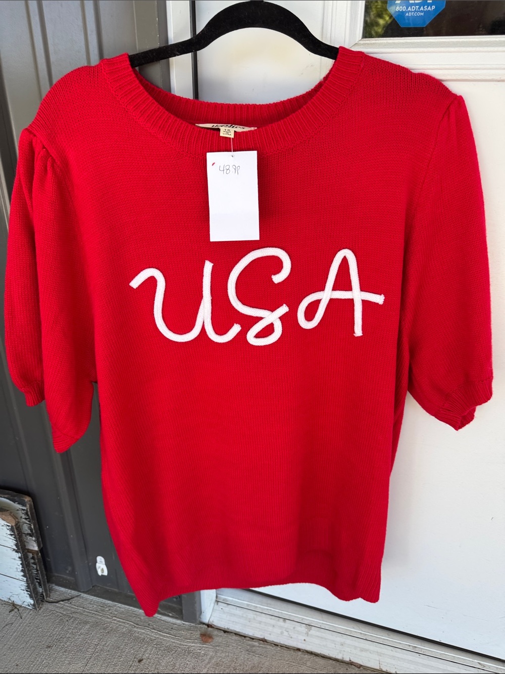 Women's Red 'USA' Crewneck Knit Sweater
